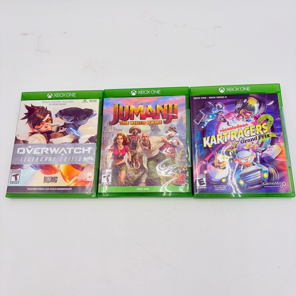 XBOX ONE Game Lot OVERWATCH Legendary Edition JUMANJI KART RACERS 2